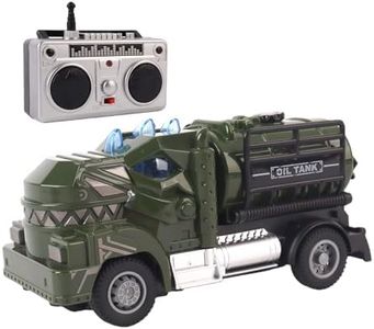 Remote Control Dinosaur Truck Toy – RC T-Rex Oil Tanker Truck with LED Lights and Controller, Military Style Dino Vehicle Toy for Kids Boys Girls Ages 3+