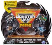 Monster Jam, Official Mini 5-Pack with Mystery Collectible Monster Truck, 1:87 Scale, Kids’ Toys for Boys and Girls Ages 3 and up