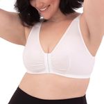 Leading Lady Meryl Front-Closure Cotton Plus Size Lounge & Sleep Bra, Size 40FG, White