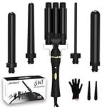 janelove Hair Curler 5 in 1 Curling Wand Set with 3 Barrel Hair Waver and 4 Interchangeable Ceramic Curling Iron 10-32mm for Long Medium Short Hair