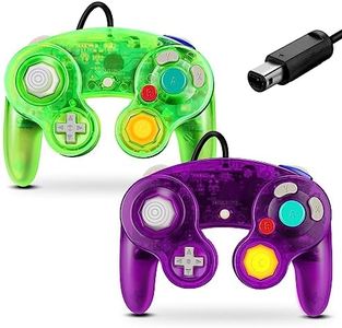 FIOTOK Gamecube Controller, Classic Wired Controller for Wii Nintendo Gamecube (Clear Purple & Clear Green-2Pack)