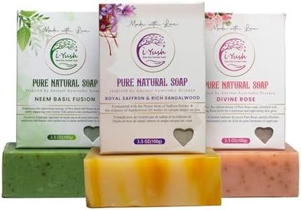 i-Yush Naturals: Handmade, Vegan & Cold-pressed Soap, inspired by Ayurveda, Body Soap Bar, Handmade Vegan Soap Bars, Premium Natural Soap bars for face and body for Men and Women (Pack of 3)