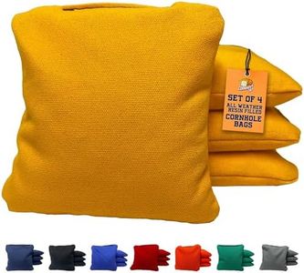 Cornhole365 All Weather Cornhole Bags - 6"x6" Premium Plastic Pellet Resin-Filled, Weather-Resistant, Solid Color Duck Cloth Cornhole Bean Bags - Professional Cornhole Bags Set of 4 (Storm Yellow)