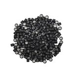 200 Pcs Silicone Lined Micro Rings Links Beads 4.0 mm Hair Beads for Hair Extensions (Black)