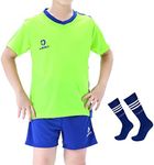 LEOCI Boys' Football Training Shirts Kids Unisex Girls Football Kit Jersey/Shorts/Socks, Green A1, Small(160-165cm）