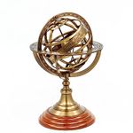 Nagina International Antique Vintage Zodiac Armillary Brass Sphere Wooden Display Pirate's Ship Decor Globe (Large)