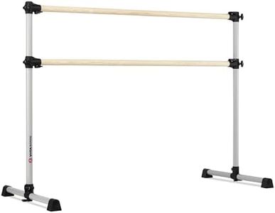 VITA Barre Portable Freestanding Double Ballet Barre, Prodigy, 5 Ft Wood Bars, Satin Silver | Adjustable Height, USA Made, Home or Gym Exercise Equipment for Kids & Adults | Dance, Fitness, Pilates