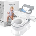 CheerTry 2-in-1 Toddler Potty Training Toilet - Larger Potty Chair & Detachable Training Seat for Boys & Girls Ages 1-3 with Flushing Sound, Wipes Storage, Toilet Paper Holder