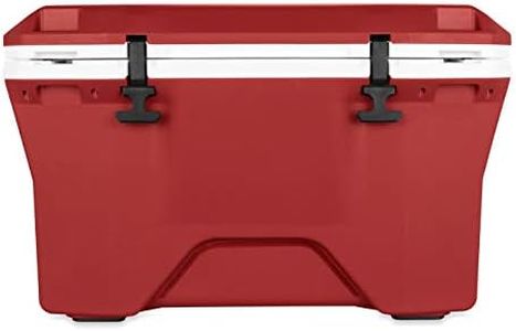 Camco Currituck Crimson and White 30 Quart Cooler - Rugged Exterior Made for Camping, Hunting, Fishing and Tailgating - Comes with Cooler Basket (51750)