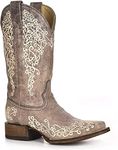 A1094 Brown Crater Bone Embroidered Corral Womens Western Cowboy Boots