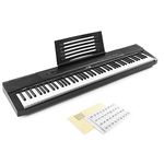 Max KB6 Digital Piano 88 Key Weight Sensitive Electronic Keyboard with Sustain Pedal, USB MIDI, Transpose, Vibrato, Sheet Music Book Holder and Learn to Play Note Stickers