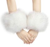 La Carrie Women's Snakeskin Print Faux Fur Wrist Cuffs,Winter Fox Furry Bands Arm Warmer