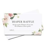 Bliss Collections Diaper Raffle Tickets for Baby Shower, Boho Floral Game Insert, Pink Flower Design, Girl, 50 Pack