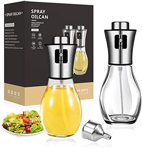 LEMCASE Oil Sprayer for Cooking, Olive Oil Sprayer Mister for Air Fryer, 200ml Glass Olive Oil Spray Bottle with Stainless Steel Cap, Oil Spritzer Dispenser for Kitchen Baking Frying (2 Piece Set)