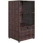 Outsunny Outdoor Storage Cabinet, Patio Storage Box Rack Rattan Wicker Pool Towel Valet Organizer Poolside Garden Lawn Bathroom Furniture Shelf w/Shelf Drawer, Mixed Brown