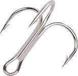 120Pcs Classic Treble Hooks Strong Sharp Round Bend Fishing Hooks High Carbon Steel Triple Barbed Fish Hooks for Fishing Lures Baits Size 1 2 4 6 8 10 12 14