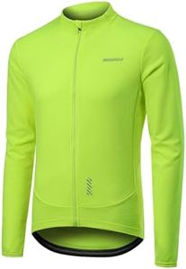 BERGRISAR Men's Long Sleeve Cycling Jersey Spring Fall Road Bike Shirt Biking Bicycle Mountain Bike Jersey Neon Green X-Large