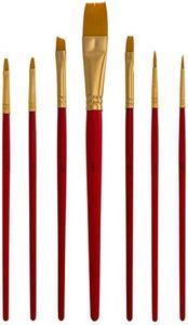 U.S. Art Supply Golden Taklon 7-Piece Nylon Hair Artist Paint Brush Set