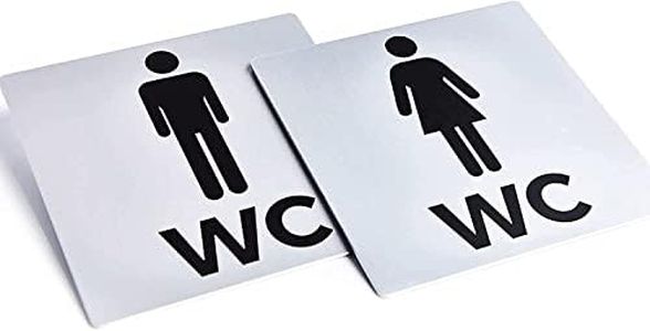 Bamodi XXL Toilet Signs Self-Adhesive – Male and Female Bathroom Signs - Men and Women Aluminium Square WC Loo Plaques For Door – - Matte Look - Easy To Apply - Set of 2 – 12.5 cm x 12.5 cm