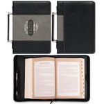 Christian Art Gifts Classic Two-Tone Bible Cover: Walk by Faith - 2 Corinthians 5:7 Inspirational Bible Verse, Black, Large