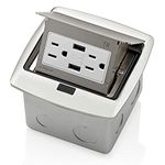 Leviton PFUS1-BN, Brushed Nickel Pop-Up Floor Box with Dual Type A, 3.6 USB Charger, 15 Amp Outlet