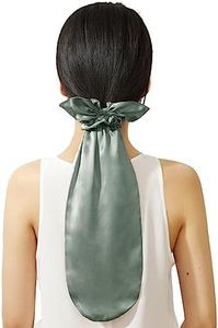 LILYSILK 100% Silk Bonnet for Sleeping & Daily Usage, 2-in-1 Silk Hair Ties with Silk Scrunchies for Long and Curly Hair Elastic Adjustable for Women Ladies and Girls Avocado Green