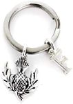 Personalised Thistle Charm Key Ring