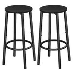 HOOBRO Bar Stools, Set of 2 Bar Chairs, Kitchen Round Height Stools with Footrest, Breakfast Bar Stools, Sturdy Steel Frame, for Dining Room, Kitchen, Party, Easy Assembly, Black BK03BY01