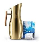 Invigorated Water Stainless Steel Alkaline Water Pitcher - On-The-Go Filter Pouches - Modern Water Pitcher - Durable Steel Design - Beautiful and Ergonomic Wooden Handle - Water Filter Jug