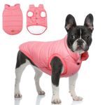 meioro Dog Warm Jacket Dog Cosy Jacket Winter Lined Coat Dog Cat Clothes Warm French Bulldog Pug Dog Clothes Vest (S, Pink)