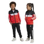 adidas Unisex Kids Tiberio 3-Stripes Colorblock Shiny Track Suit Kids, black/bright red/white, 5-6 Years