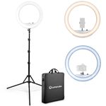 Lume Cube - LED Ring Light for Videos, Selfies, Live Streaming | 18" Circle Light with Stand, Phone Holder and Camera Stand, Laptop + 6.5 Tripod Stand