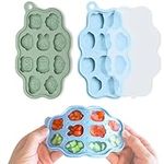 Baby Breastmilk Popsicle Molds (2 Pack), Cute Animal Style Silicone Baby Food Freezer Tray, Baby Nibble Freezer Tray Ice Cube Maker Teether Tray