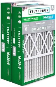 Filterbuy 16x25x5 Air Filter MERV 8 Dust Defense (2-Pack), Pleated HVAC AC Furnace Air Filters for Honeywell FC100A1029, Lennox X6670, Carrier, Bryant, & More (Actual Size: 15.75 x 24.75 x 4.38)