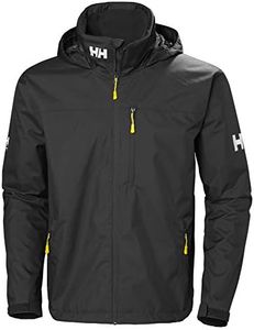 Helly Hansen Men's Crew Hooded Waterproof Windproof Breathable Rain Coat Jacket, 990 Black, Medium