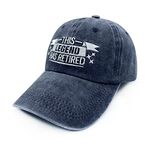 Waldeal Funny Retirement Gag Gift for Men Women, Happy Birthday Anniversary Distressed Washed Cotton Baseball Hat, Legend Has Retired - Navy, One Size