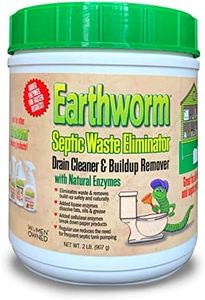 Earthworm Septic Waste Eliminator - 2lb Powder for Cleaning Septic Tanks and Drains, Added Lipase to Dissolve Fats, Added Cellulase to Break Down Paper, Cleans System with No Caustic Chemicals