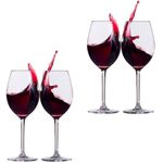 HOME CRAF® Stylish Curve Red & White Wine Glass, Brandy Glass 310 ML Set of 4 Elegant Bar Glassware for Champagne Glass Water, Juice, Beer, Cocktails and Mixed Drinks Glass, Unique Long Champ Glass