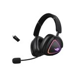 ASUS ROG Delta II Wireless Gaming Headset (50mm Titanium Drivers, ROG SpeedNova, 10mm Super-Wideband Mic, 153-HR Battery, DualFlow Audio, BT, 2.4GHz, 3.5mm, For PC, Switch, PS4, PS5, Xbox) - Black