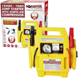 12v Portable Car Jump Starter - Air Compressor Battery Start Emergency Booster Charger Volt Leads Rechargeable Built in 3.5w Spotlight Garage All in One Travel