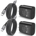 Super Fast Charger Type C, JUNVANG 2Pack 25W USB C Wall Charger Fast Charging Block + 2 X 6FT Braided Long USB C to C Cable for Samsung Galaxy S24/S24+/S24 Ultra/S23/23 Ultra/S22/ S21 FE/S20/Note 20