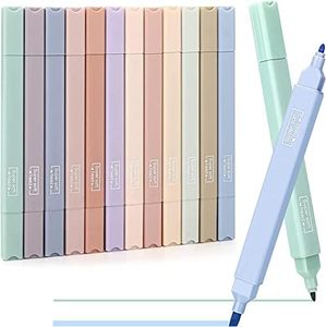 MisenFar 12Pcs Aesthetic Highlighters, Double Headed Bible Aesthetic Pastel Highlighters, Assorted Colors No Bleed Dry Fast Easy to Hold for Journal Bible Planner Notes School Office Supplies