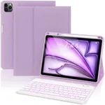 OYEEICE Keyboard Case for iPad Air 11 inch (M2 2024)/10.9 inch Air 5th/4th Gen/iPad Pro 11 1st/2nd/3rd Gen - 7-Color Backlit Detachable Keyboard, Folio Cover with Pencil Holder - Purple
