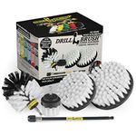 Motorcycle Accessories - Soft White Drill Brush Kit with Extension - Car Wash - Cleaning Supplies - Automotive Tire, Wheel - Boat Seat, Carpet, Interior, Upholstery, Vinyl, Fabric, Leather Cleaner