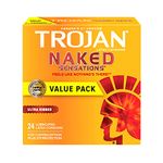 TROJAN Naked Sensations Ultra Ribbed Lubricated Latex Condoms, 24 Count