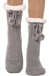 EBMORE Slipper Fluffy Socks for Women Bed Cosy Non Slip Mum Secret Santa Gifts Stocking Fillers for Women Thick Cabin Winter Warm Soft Fleece Comfy Fuzzy Grips Socks(Grey03)