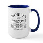 CafePress World's Most Awesome Brother in Law Large Mug 15 oz (444 ml) Ceramic Coffee Mug