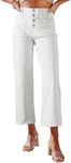 Sidefeel Women's Wide Leg Jeans High Waisted Stretchy Straight Leg Jeans Buttoned Loose Denim Pants with Pocket White Size 16 Long