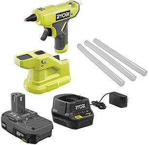 Techtronics Ryobi ONE+ 18V Cordless Compact Glue Gun Kit with 1.5 Ah Compact Lithium-Ion Battery and 18V Charger
