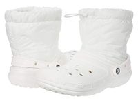 Crocs Men's and Women's Classic Lined Neo Puff Boot | Winter Boots, White/White, 12 Women/10 Men